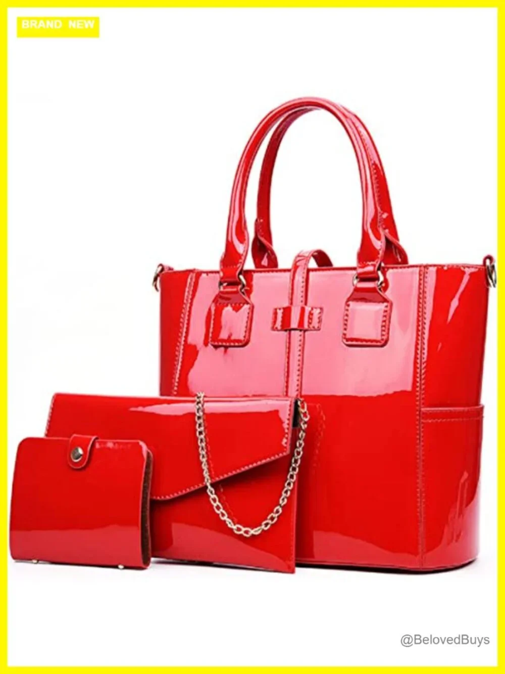 3-Piece Faux Leather Tote, Crossbody, Card Bag Set